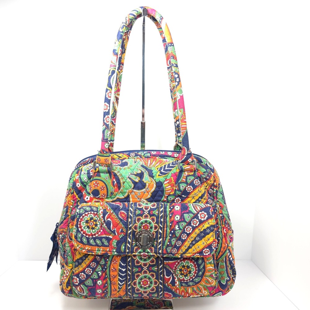 Vera Bradley Turnlock Satchel Bag Venetian Paisley Multicolor Quilted Handbag